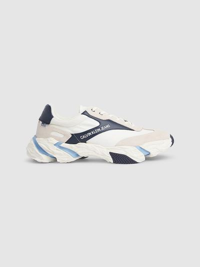 Calvin Klein Cipők HU016368 | Calvin Klein Bőr Chunky Férfi Sportcipő Világos Fehér / Sötétkék